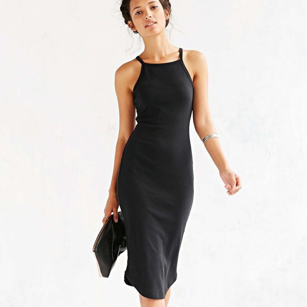 silence + noise Black Sleeveless Midi Dress L